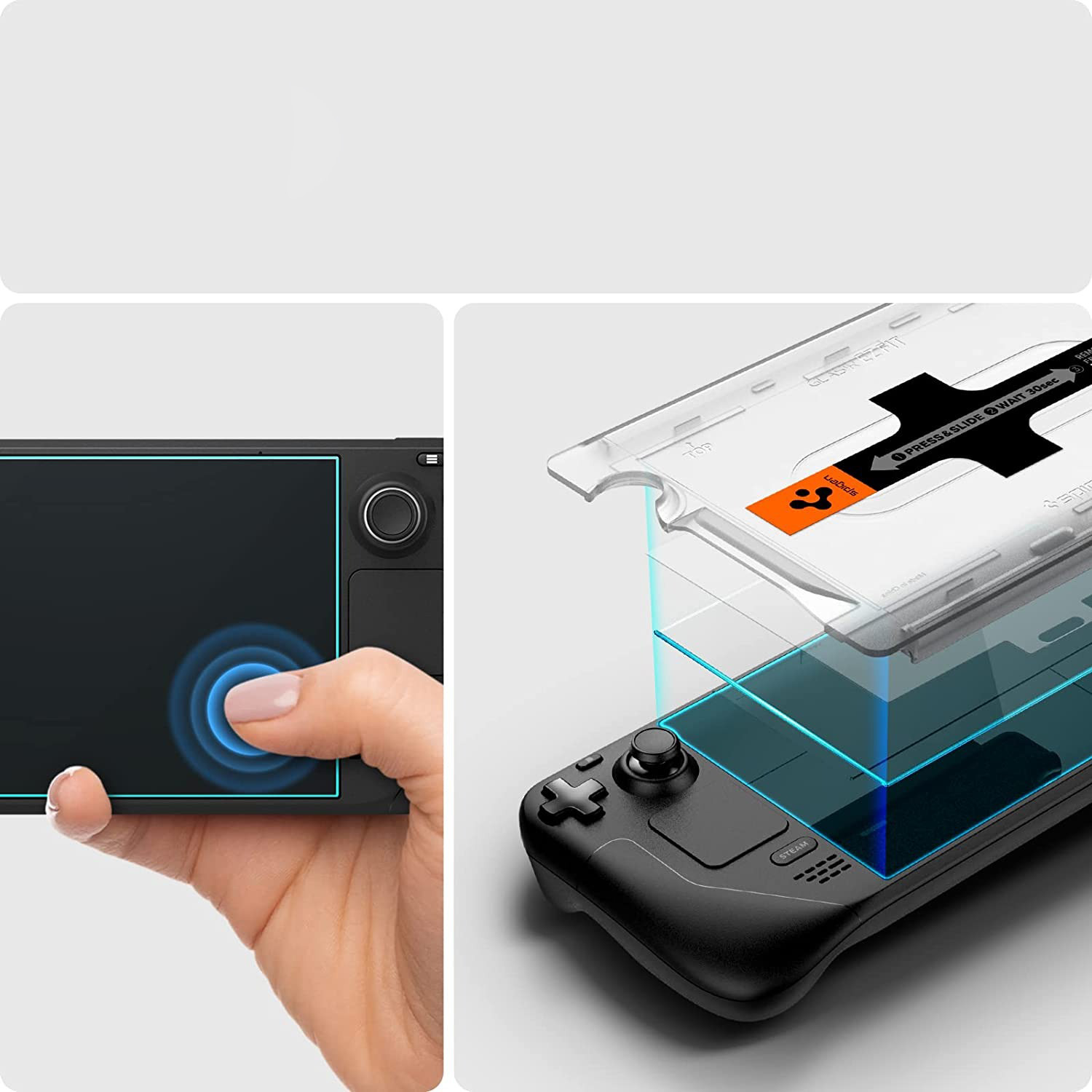 Szkło hartowane Spigen Glas.tr EZ Fit 1-Pack z ramką aplikacyjną dla Steam Deck